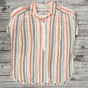 LOFT Coral and White Striped Top Sz. M